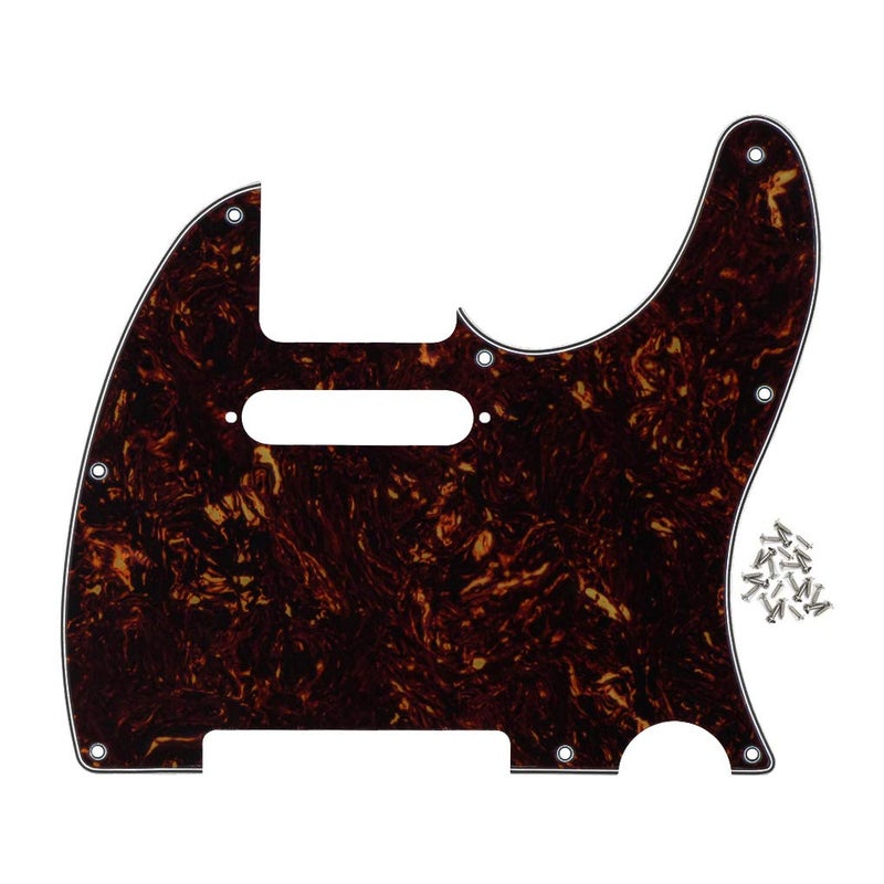 FLEOR 8 Hole TL Pickguard Scratch Plate with Pickguard Screws Set Fit USA/MX Standard TL Style Pickguard Replacement, 4Ply Brown Tortoise Shell - Image 1